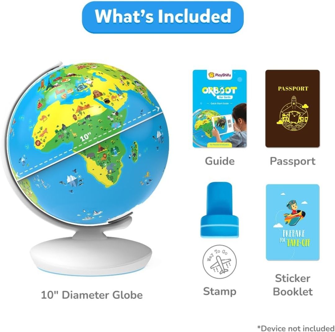 Shifu Orboot Earth - Interactive AR World Globe for Kids 4-10 Years (App Based Globe, without borders/names, Device Not Included)(PVC, Multi color) view 2
