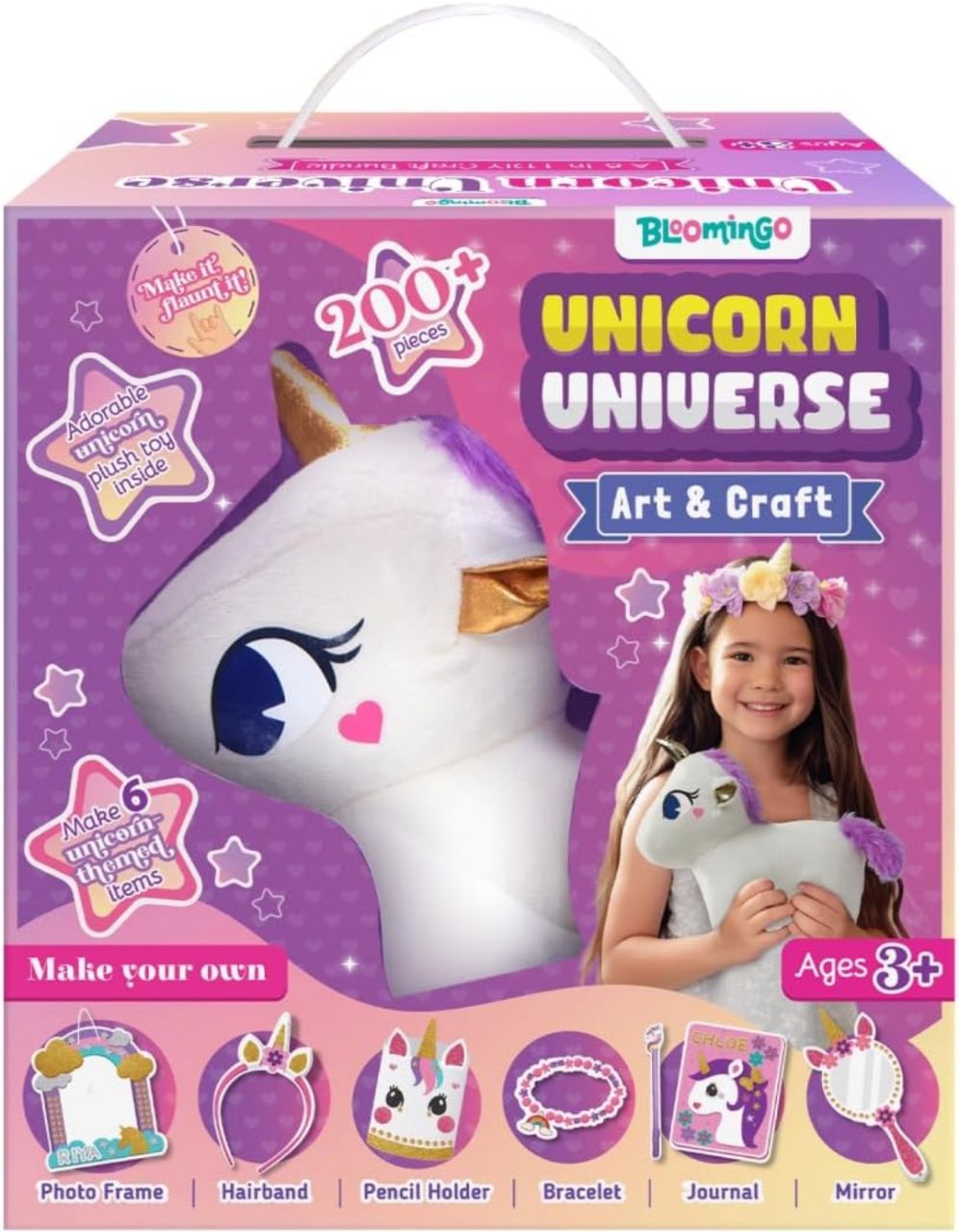 Bloomingo DIY 6-in-1 Unicorn Universe : 200+ Piece Unicorn-Themed DIY Craft Activity Set | DIY Craft Kits Creative & STEM Educational Gift for Girls Age 4 & Above | Birthday & Return Gift for Kids