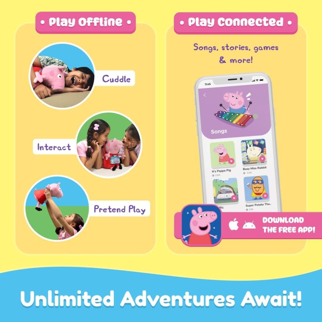 Shifu Peppa Pig Toy | Singing & Talking Plush | Interactive Soft Toy for Kids 3+ | Bluetooth Play with Rhymes, Stories & Pretend Play | Birthday Gift for Girls & Boys view 4