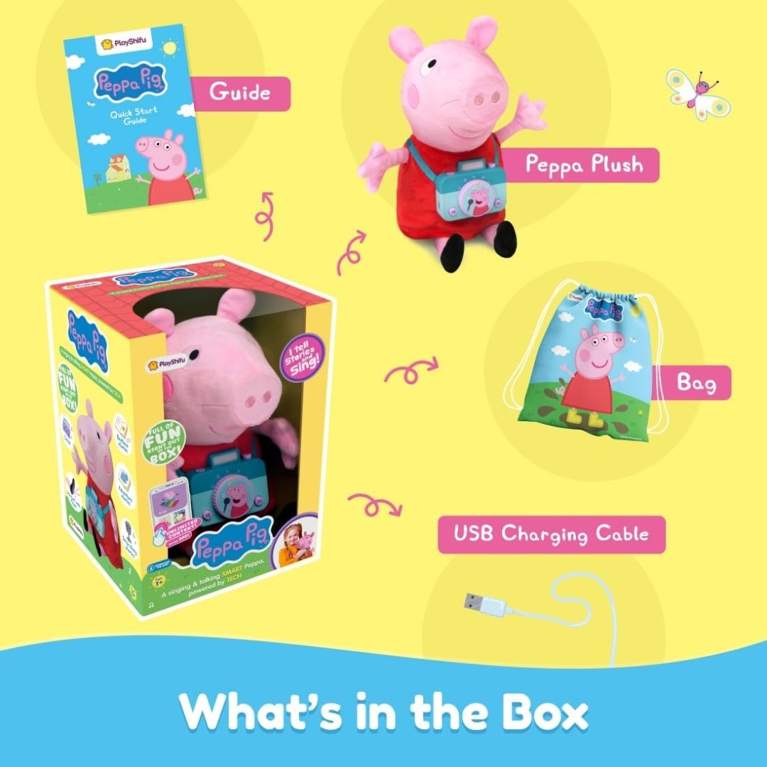 Shifu Peppa Pig Toy | Singing & Talking Plush | Interactive Soft Toy for Kids 3+ | Bluetooth Play with Rhymes, Stories & Pretend Play | Birthday Gift for Girls & Boys view 2