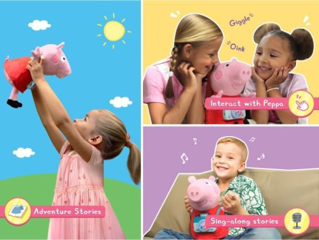 Shifu Peppa Pig Toy | Singing & Talking Plush | Interactive Soft Toy for Kids 3+ | Bluetooth Play with Rhymes, Stories & Pretend Play | Birthday Gift for Girls & Boys view 3