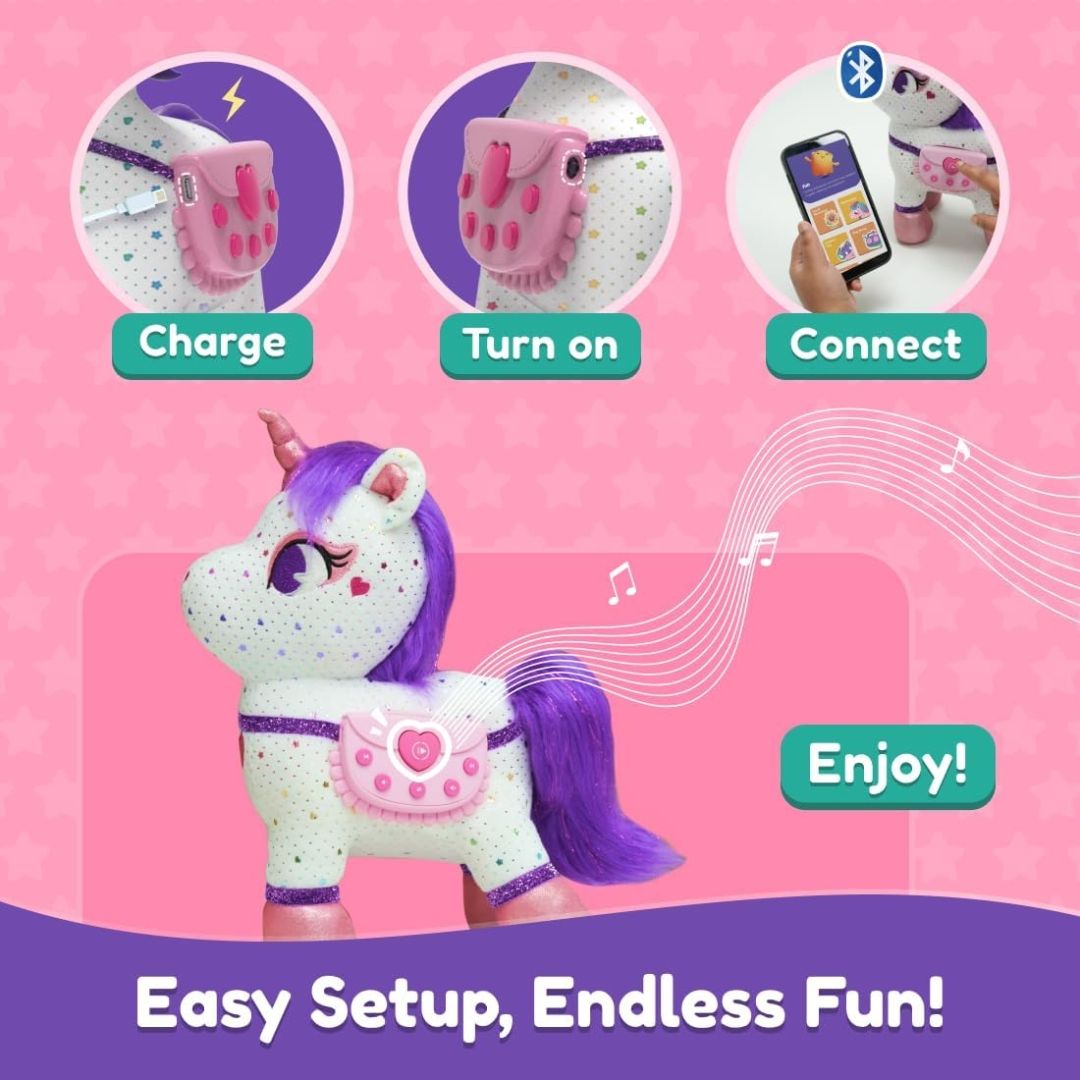 PlayShifu Smart Talking Plush Toy for Kids – ZeeZee Unicorn Doll | Interactive Singing & Storytelling Soft Toy | Bluetooth Play | Gift for Girls & Boys Ages 3–6 | Unicorn Gifts view 2