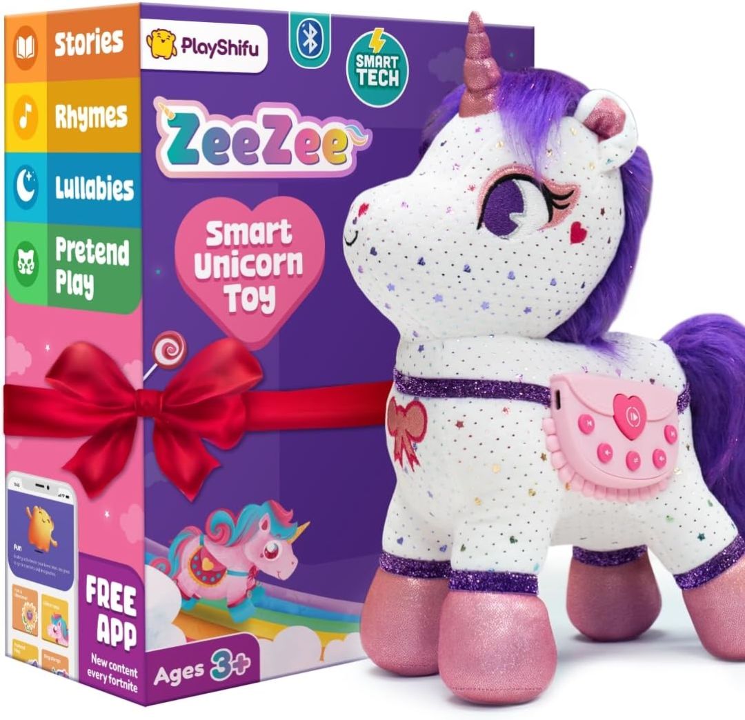 PlayShifu Smart Talking Plush Toy for Kids – ZeeZee Unicorn Doll | Interactive Singing & Storytelling Soft Toy | Bluetooth Play | Gift for Girls & Boys Ages 3–6 | Unicorn Gifts