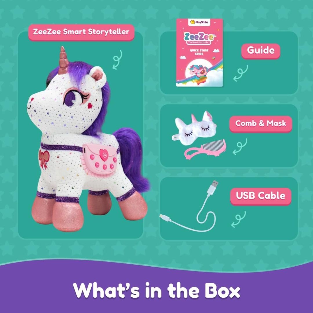PlayShifu Smart Talking Plush Toy for Kids – ZeeZee Unicorn Doll | Interactive Singing & Storytelling Soft Toy | Bluetooth Play | Gift for Girls & Boys Ages 3–6 | Unicorn Gifts view 4