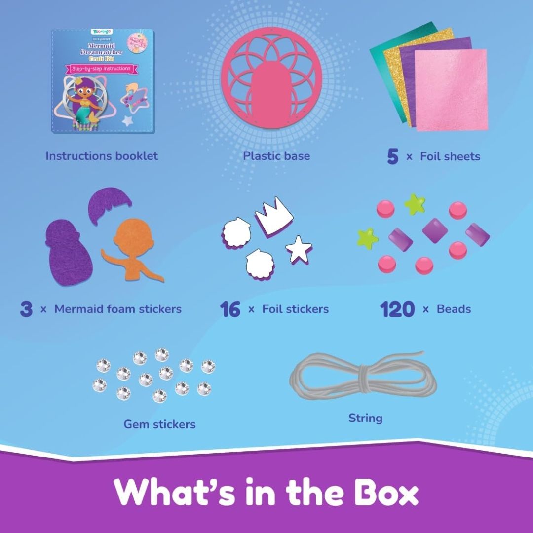 Bloomingo DIY Mermaid Dreamcatcher Craft Kit – Creative & Engaging Gift for Kids | Develop Fine Motor Skills, Learn Crafting | Explore Imagination | Fun Craft Activity | Ages 4+ view 2