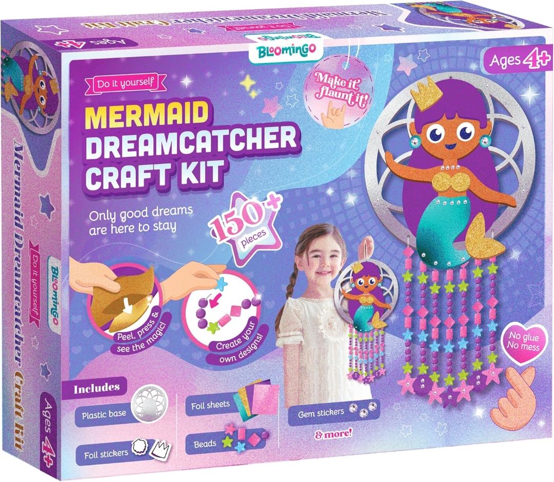Bloomingo DIY Mermaid Dreamcatcher Craft Kit – Creative & Engaging Gift for Kids | Develop Fine Motor Skills, Learn Crafting | Explore Imagination | Fun Craft Activity | Ages 4+