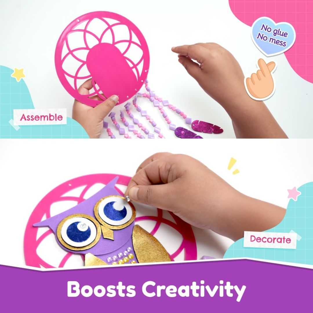 Bloomingo DIY Owl Dreamcatcher Craft Kit | Creative Hands on Learning Gift for Kids Age 4+ | Make a Beautiful Dreamcatcher While Building Focus, Craft Skills & Imagination with Safe Materials 1 view 5