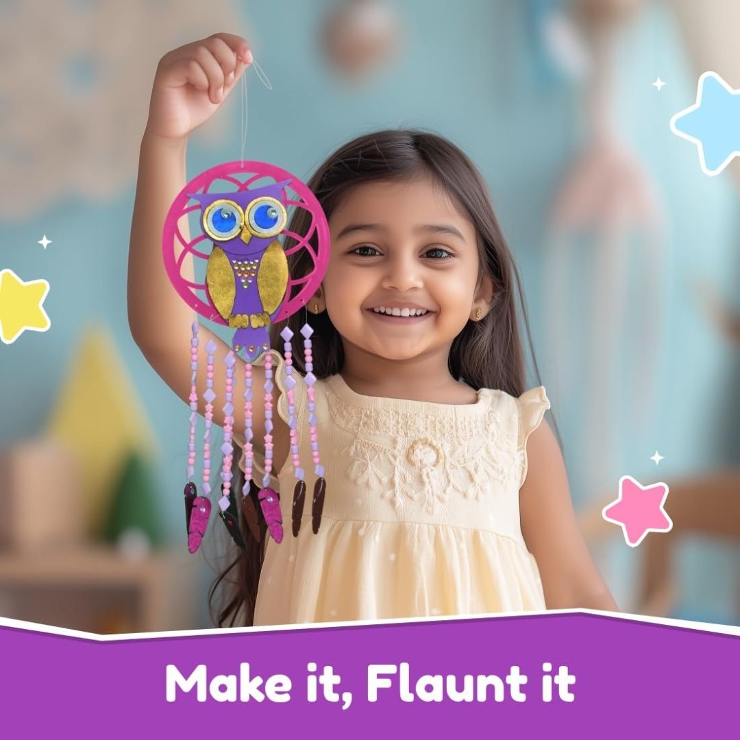 Bloomingo DIY Owl Dreamcatcher Craft Kit | Creative Hands on Learning Gift for Kids Age 4+ | Make a Beautiful Dreamcatcher While Building Focus, Craft Skills & Imagination with Safe Materials 1 view 8