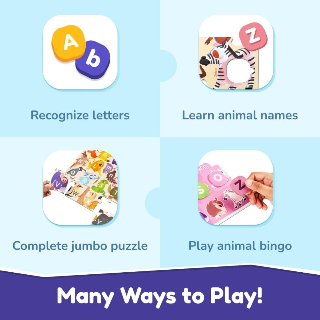 Bloomingo ABC with Animals : Fun Alphabet Matching Puzzle with 26+ Pieces & Activity Sheet | Early Literacy Educational Toy for Kids Ages 3+ | Develops Letter Recognition & Phonics Skills view 3