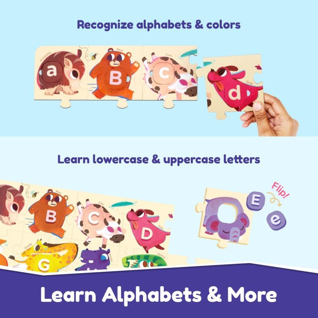 Bloomingo ABC with Animals : Fun Alphabet Matching Puzzle with 26+ Pieces & Activity Sheet | Early Literacy Educational Toy for Kids Ages 3+ | Develops Letter Recognition & Phonics Skills view 7