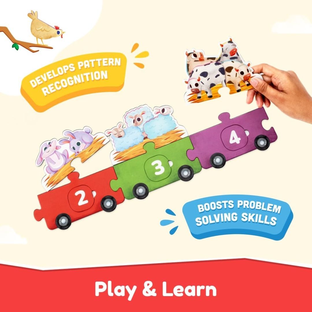 Bloomingo 123 Ride with Animals : Hands-On Counting, Number Recognition & Early Math for Kids | 50+ Engaging Pieces, Flashcards & Activity Sheets | Educational Matching Game for Kids Ages 3+ view 6