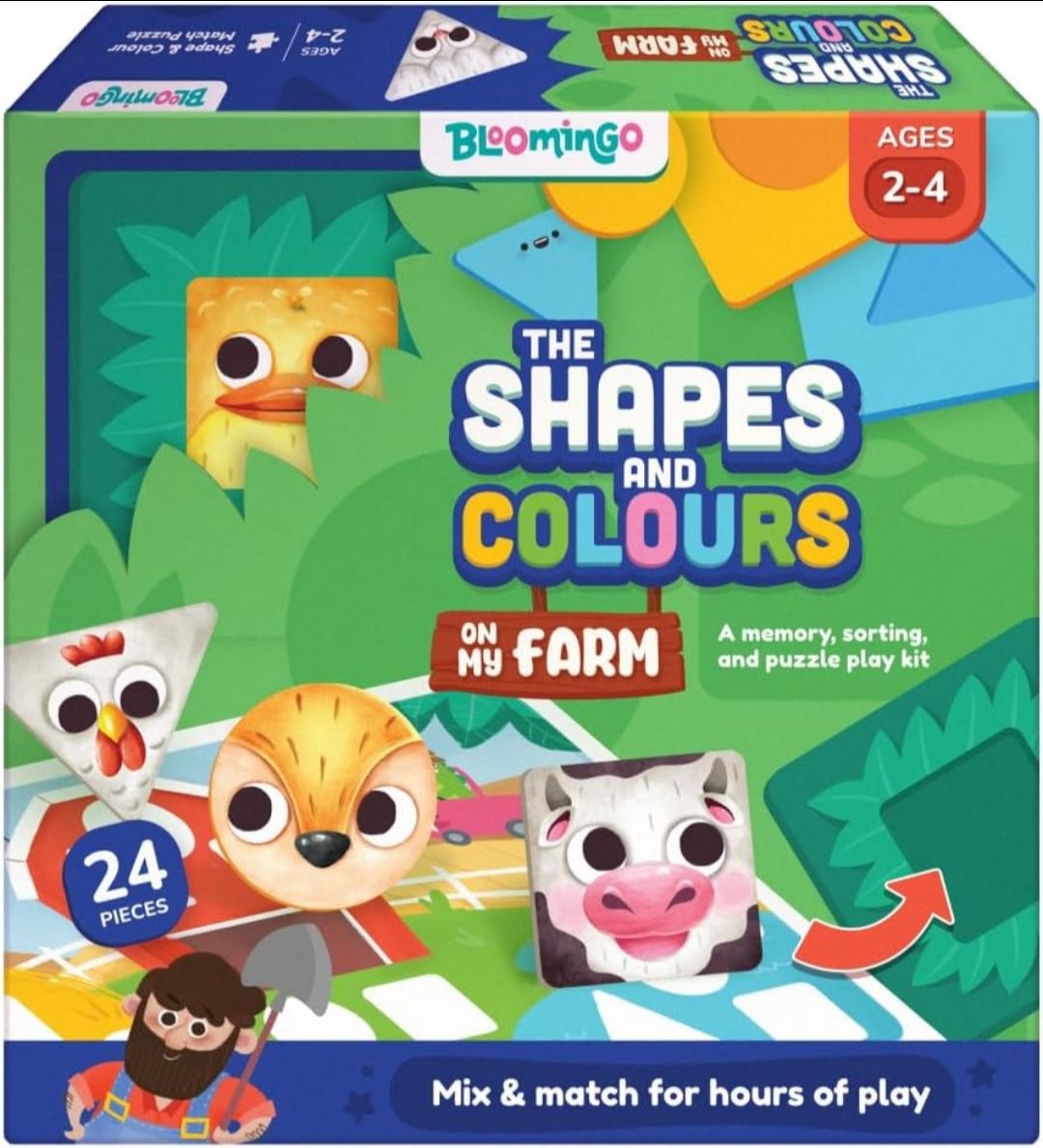 Bloomingo Shapes and Colours on My Farm : Interactive Puzzle with 20+ Pieces, Matching Cards & Activity Sheet | Fun & Educational STEM Toy for Kids Ages 3+ | Develops Early Math & Cognitive Skills view 8