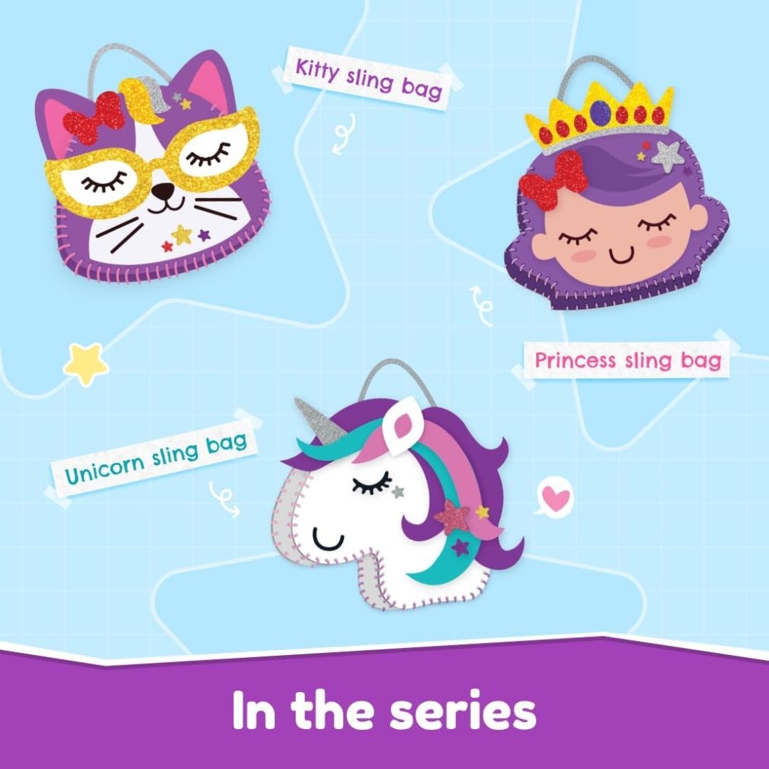 Bloomingo DIY Kitty Bag Kit for Girls – Adorable Skill-Building Gift for Birthdays | Child-Safe Sewing Kit to Make a Cute Sling Bag | Encourages Creativity, Focus & Imagination | Fun Craft | Ages 4+ view 6