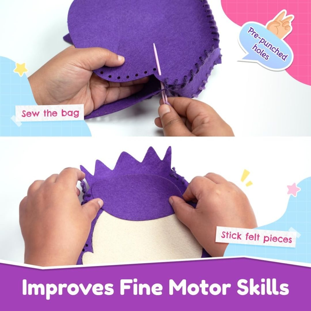 Bloomingo DIY Princess Bag Craft Kit for Girls –Creative Skill-Building Birthday & Return Gift | Make Your Own Sling Bag with Colorful Sewing Pieces | Fun, Creative & Learning Toy for Kids Age 4+ view 3