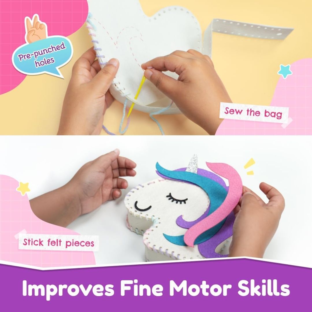 Bloomingo DIY Unicorn Bag | Kit for Girls – Fun Birthday & Skill-Building Gift | Kid-Friendly Sewing Pieces to Create a Magical Sling Bag | Encourages Creativity, Imagination & Focus | Ages 4+ view 3