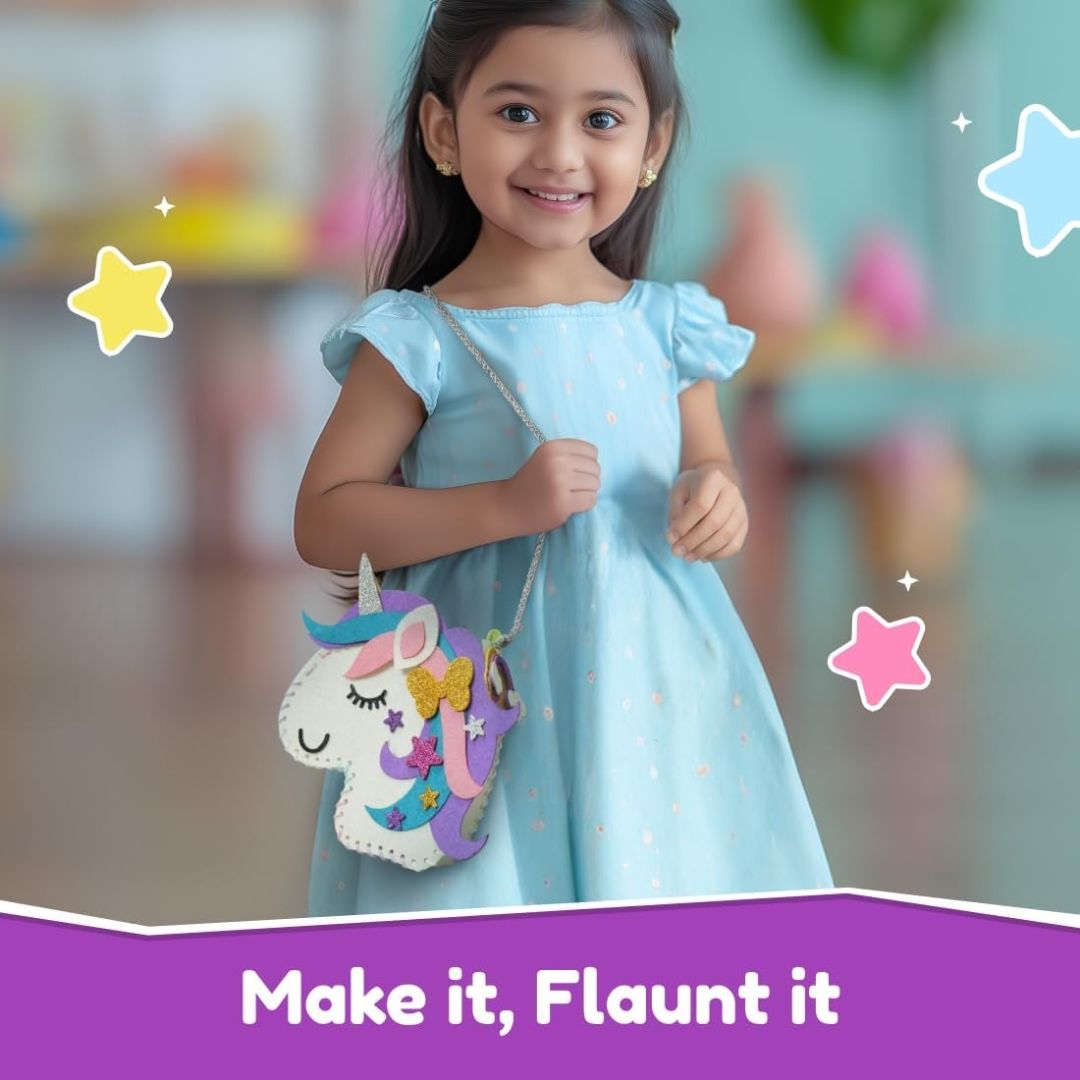 Bloomingo DIY Unicorn Bag | Kit for Girls – Fun Birthday & Skill-Building Gift | Kid-Friendly Sewing Pieces to Create a Magical Sling Bag | Encourages Creativity, Imagination & Focus | Ages 4+ view 5