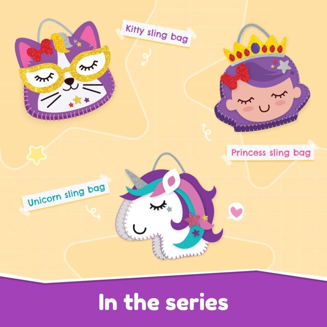 Bloomingo DIY Unicorn Bag | Kit for Girls – Fun Birthday & Skill-Building Gift | Kid-Friendly Sewing Pieces to Create a Magical Sling Bag | Encourages Creativity, Imagination & Focus | Ages 4+ view 6