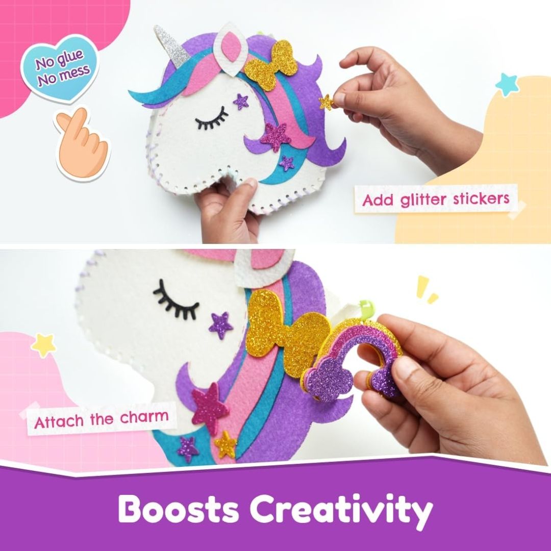 Bloomingo DIY Unicorn Bag | Kit for Girls – Fun Birthday & Skill-Building Gift | Kid-Friendly Sewing Pieces to Create a Magical Sling Bag | Encourages Creativity, Imagination & Focus | Ages 4+ view 4