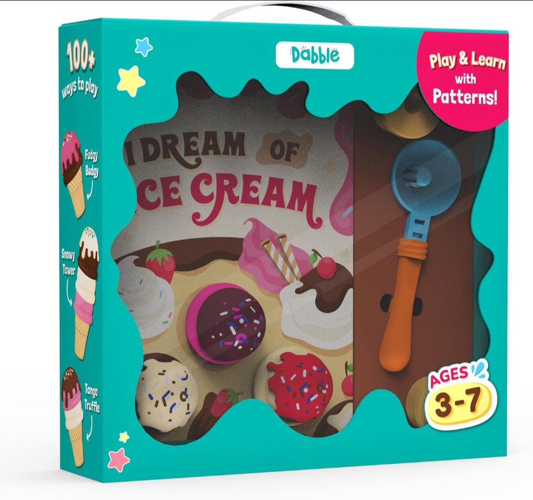 LoveDabble Kitchen Pretend Playset for Kids | I Dream of Ice Cream | Cooking Playsets for Kids 3 4 5 6 7| Household Playsets | Play with Cons, Toppings | Birthday Gifts for Boys and Girls