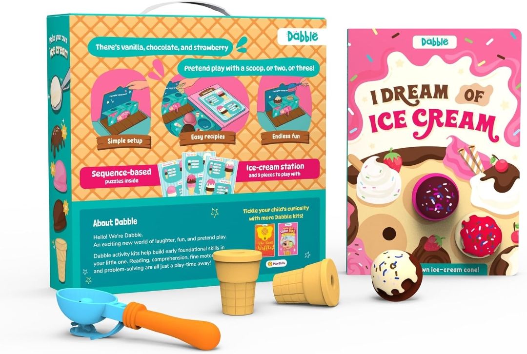 LoveDabble Kitchen Pretend Playset for Kids | I Dream of Ice Cream | Cooking Playsets for Kids 3 4 5 6 7| Household Playsets | Play with Cons, Toppings | Birthday Gifts for Boys and Girls view 2