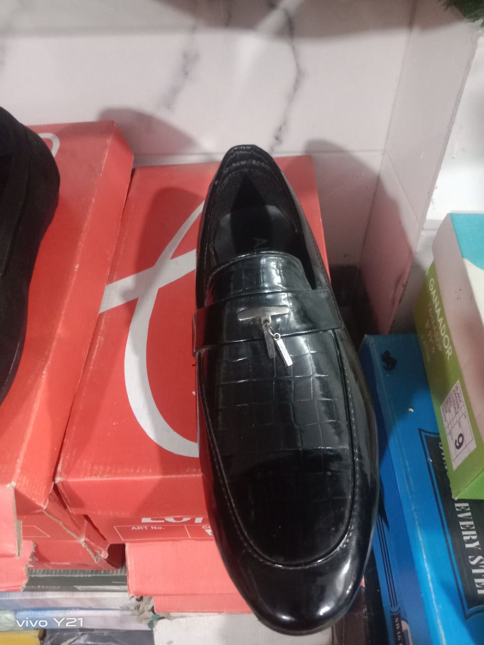 Black Leather Loafers view 2