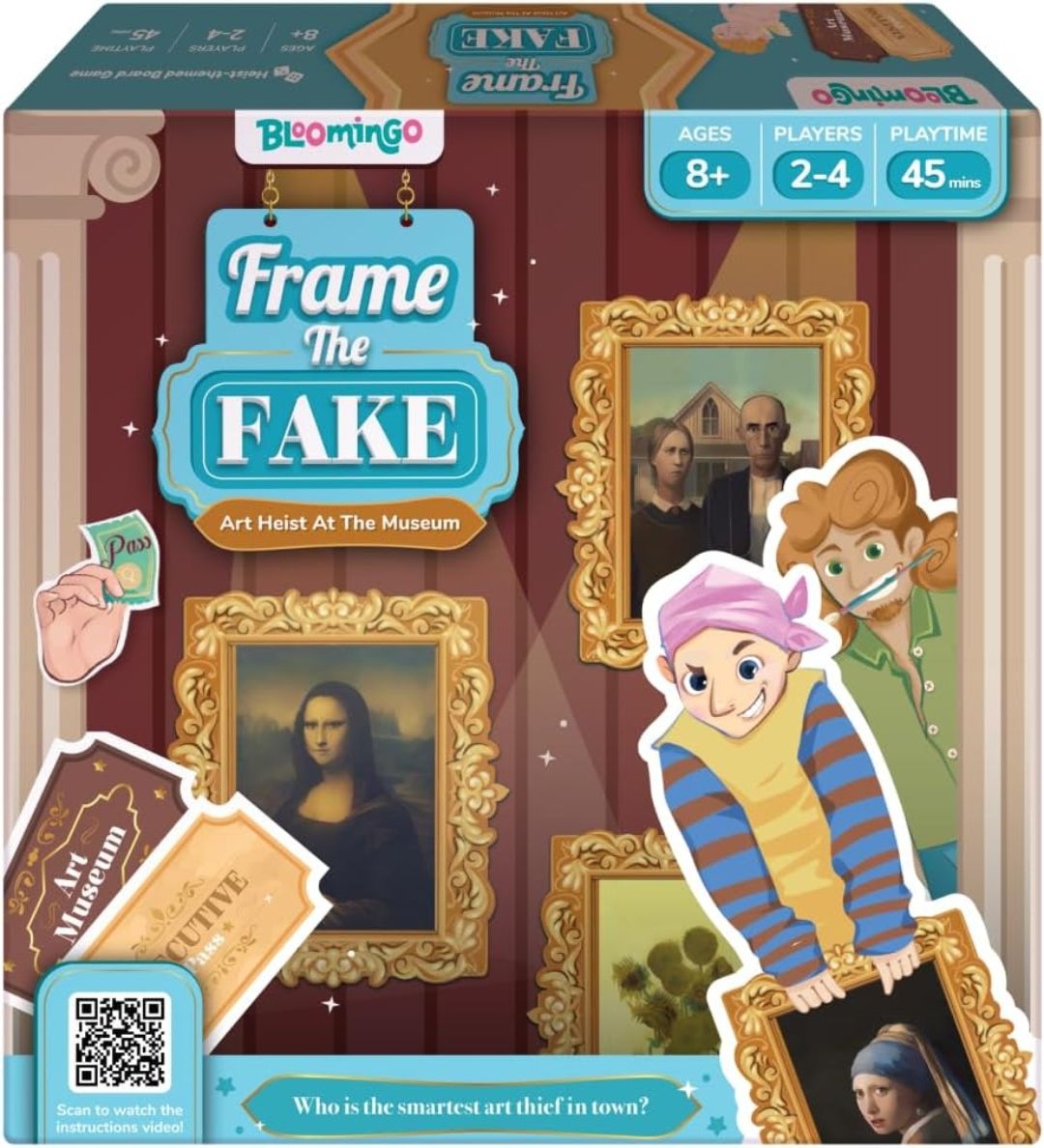 Bloomingo Board Game - Frame the Fake: Thrilling Art Heist Adventure Game for Kids & Adults; Identify Fake Paintings; Outsmart The Other Players To Win Perfect Gift for Ages 8, 9, 10, 11, 12 & More