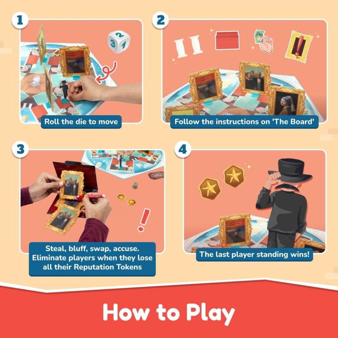 Bloomingo Board Game - Frame the Fake: Thrilling Art Heist Adventure Game for Kids & Adults; Identify Fake Paintings; Outsmart The Other Players To Win Perfect Gift for Ages 8, 9, 10, 11, 12 & More view 4