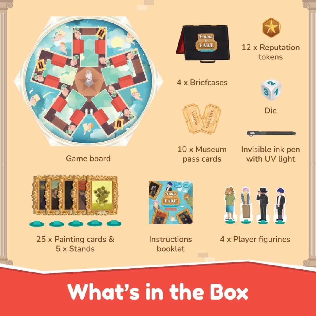 Bloomingo Board Game - Frame the Fake: Thrilling Art Heist Adventure Game for Kids & Adults; Identify Fake Paintings; Outsmart The Other Players To Win Perfect Gift for Ages 8, 9, 10, 11, 12 & More view 3