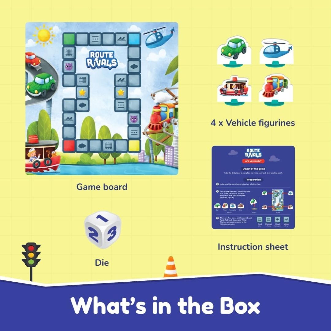 Bloomingo Board Game - Route Rivals: Thrilling Racing Game for Kids & Adults; Compete via Road, Rail, & Water; Gift for Ages 4, 5, 6, 7, 8, 9, 10, 11, 12 & More view 2