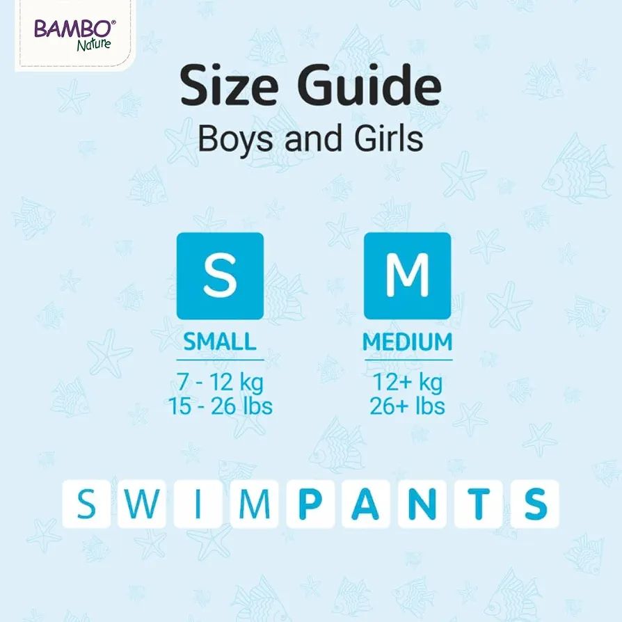 Bambo Nature Disposable Swim Diaper Pants - Double Leak Barriers, Soft 360° Elastic Fit, Chemical-Free & Leakproof Pool Diapers For Baby, Waterproof Toddler Swimming Swimsuit, Kids 7-12 kgs, 12 Count view 4