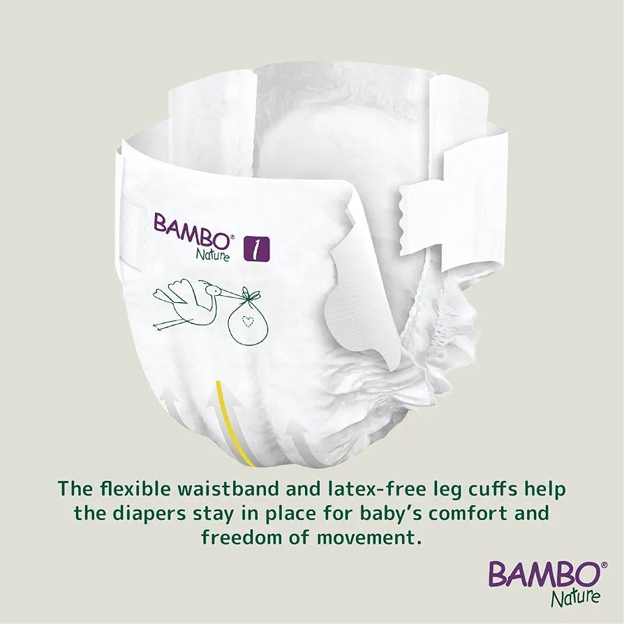 Bambo Nature Premium Baby Tape Diapers for Baby Medium Size (4-8 Kgs) - Super Absorbent, Breathable, Extra Soft, Dermatologically Tested, Hypoallergenic Infant Nappies With Wetness Indicator, 28 Count view 2