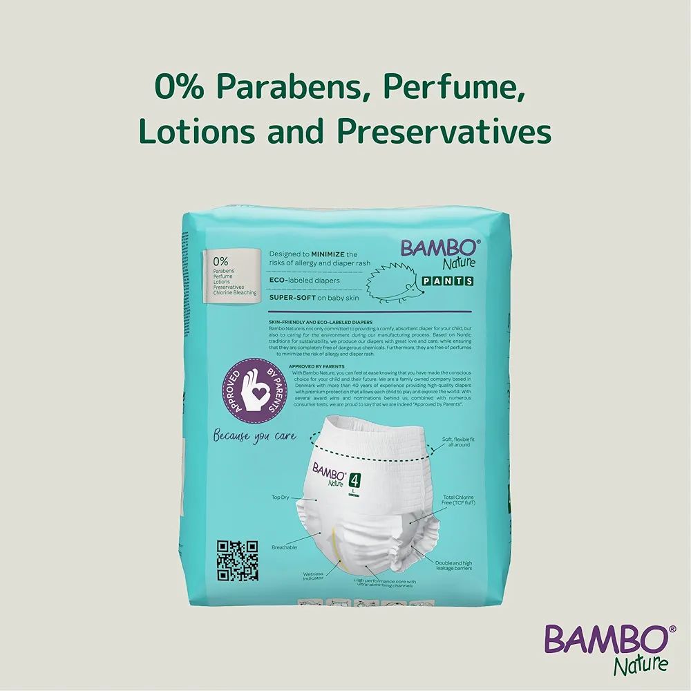 Bambo Nature Premium Baby Pants Diapers for Kids Large Size (7-12 Kgs), Super Absorbent, Breathable, Extra Soft, Dermatologically Tested, Hypoallergenic Infant Nappies With Wetness Indicator, 20 Count view 6