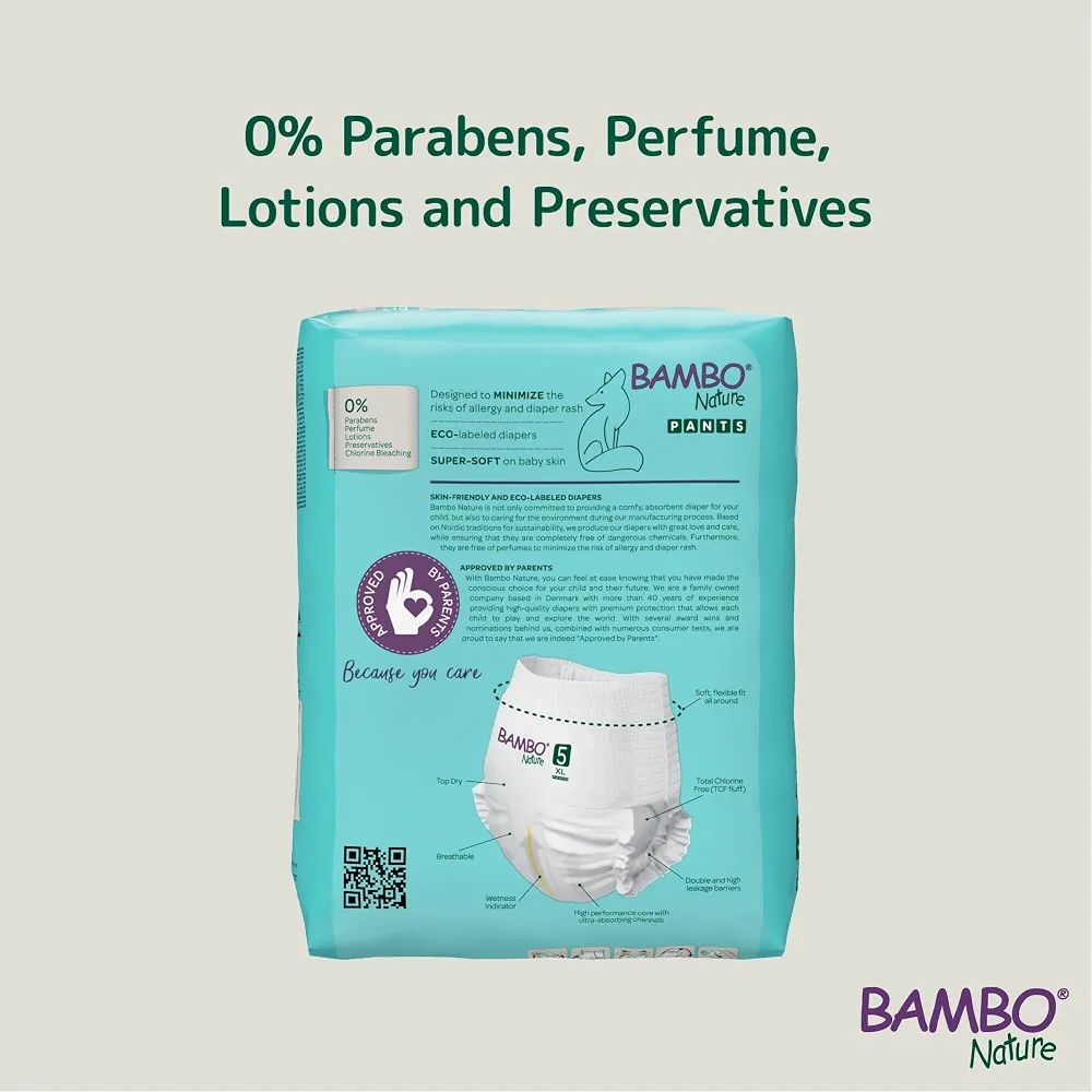 Bambo Nature Premium Baby Pants Diapers for Kids XL Size (11-17 Kgs), Super Absorbent, Breathable, Extra Soft, Dermatologically Tested, Hypoallergenic Toddler Nappies With Wetness Indicator, 19 Count view 6