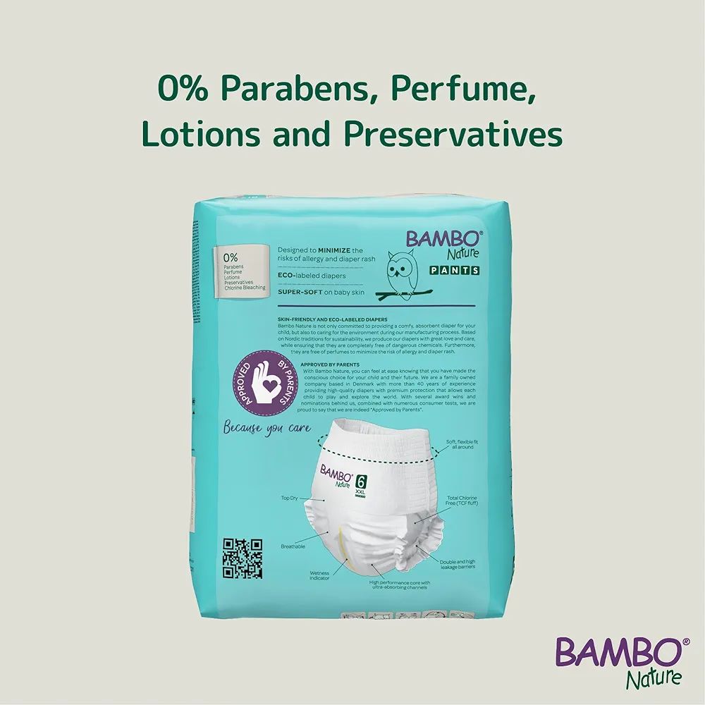 Bambo Nature Premium Baby Pants Diapers for Kids XXL Size (15+ Kgs), Super Absorbent, Breathable, Extra Soft, Dermatologically Tested, Hypoallergenic Infant Nappies With Wetness Indicator, 18 Count view 6