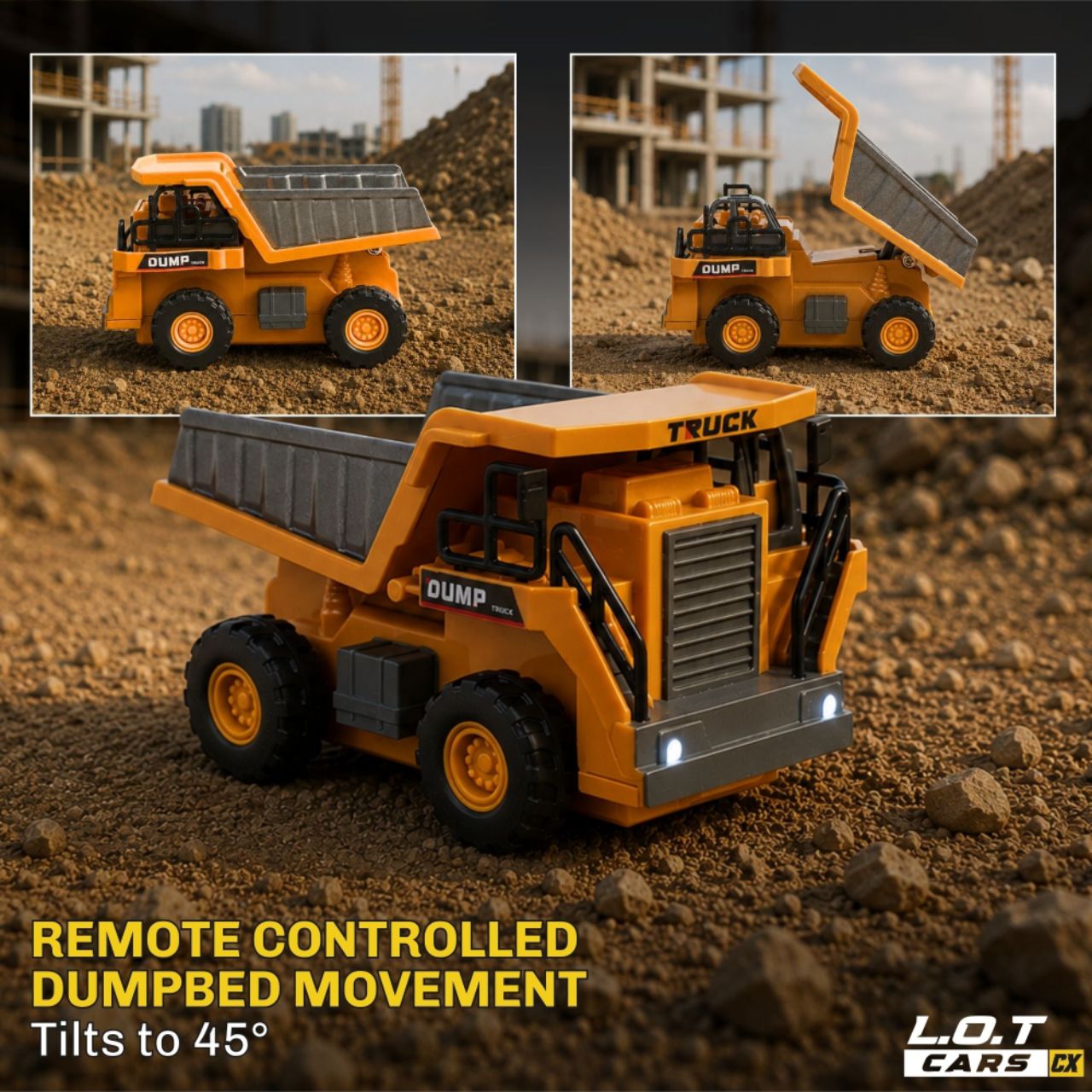 L.O.T Cars Rumble - 1:64 Scale Tabletop RC Dumptruck view 3