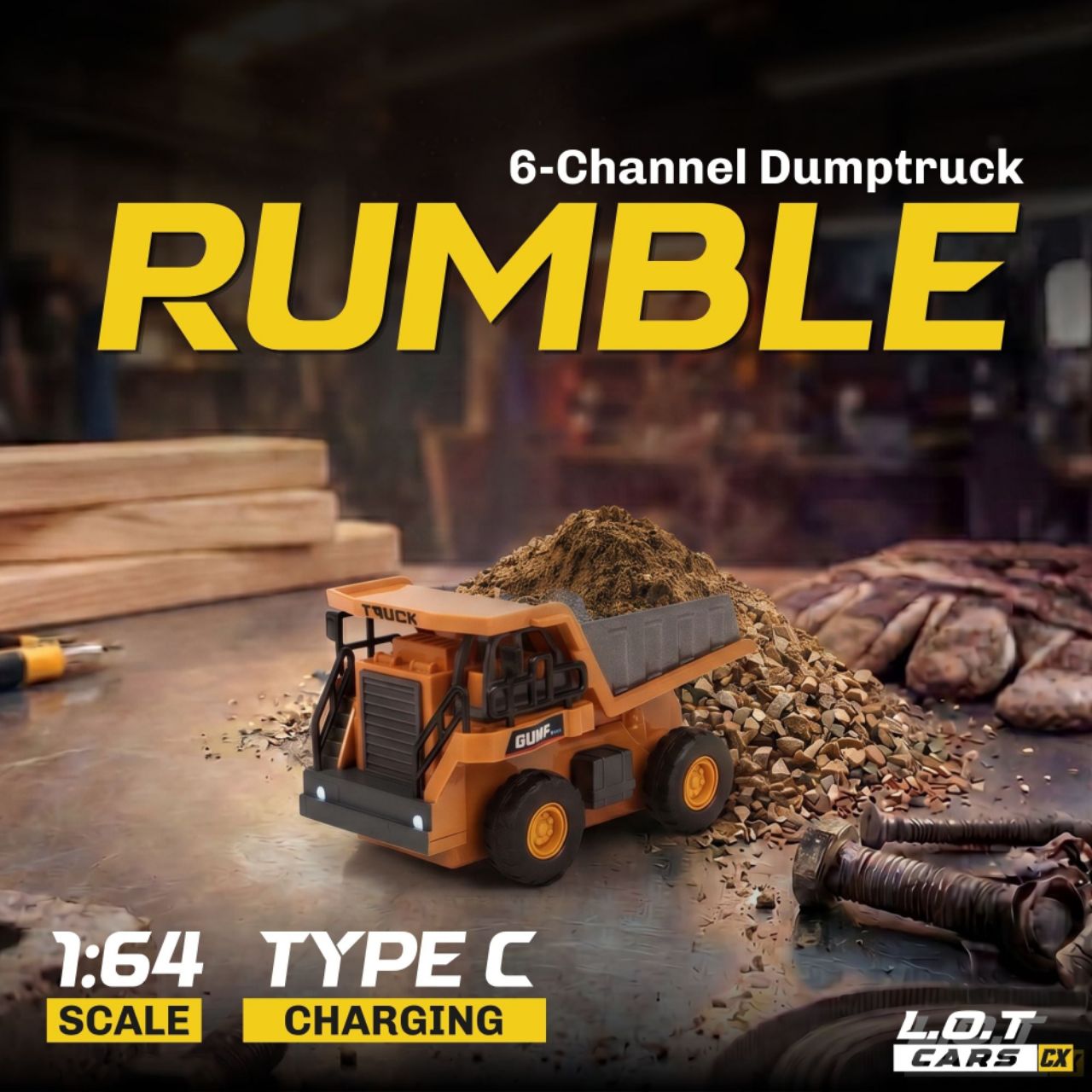 L.O.T Cars Rumble - 1:64 Scale Tabletop RC Dumptruck view 4