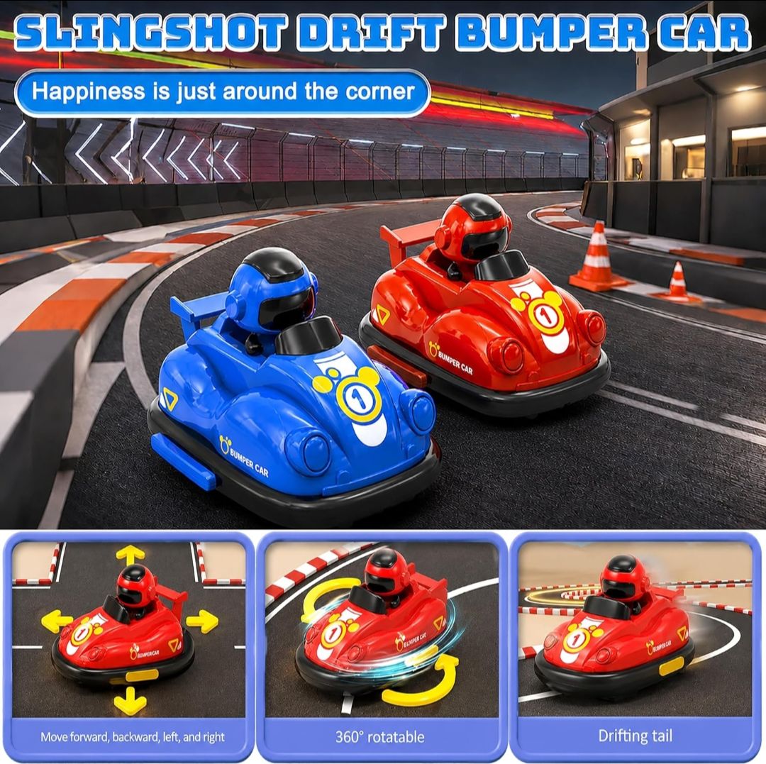 VGRASSP 2 Player Remote Control Bumper GO Kart Toy for Kids with Ejecting Robots - Rechargeable 360° Rotating 2.4GHz RC Multiplayer Battle Cars for Siblings and Friends - Color As Per Stock view 3