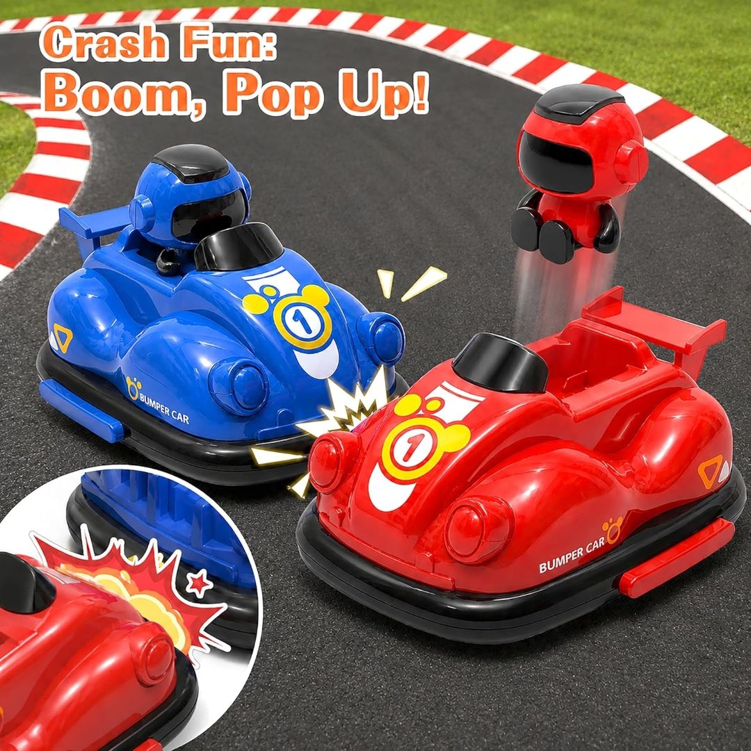 VGRASSP 2 Player Remote Control Bumper GO Kart Toy for Kids with Ejecting Robots - Rechargeable 360° Rotating 2.4GHz RC Multiplayer Battle Cars for Siblings and Friends - Color As Per Stock view 5