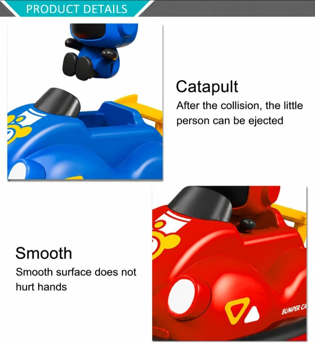VGRASSP 2 Player Remote Control Bumper GO Kart Toy for Kids with Ejecting Robots - Rechargeable 360° Rotating 2.4GHz RC Multiplayer Battle Cars for Siblings and Friends - Color As Per Stock view 4