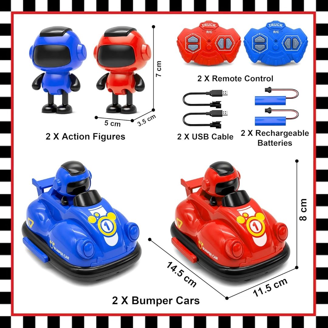 VGRASSP 2 Player Remote Control Bumper GO Kart Toy for Kids with Ejecting Robots - Rechargeable 360° Rotating 2.4GHz RC Multiplayer Battle Cars for Siblings and Friends - Color As Per Stock view 2