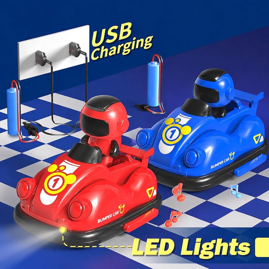 VGRASSP 2 Player Remote Control Bumper GO Kart Toy for Kids with Ejecting Robots - Rechargeable 360° Rotating 2.4GHz RC Multiplayer Battle Cars for Siblings and Friends - Color As Per Stock view 8