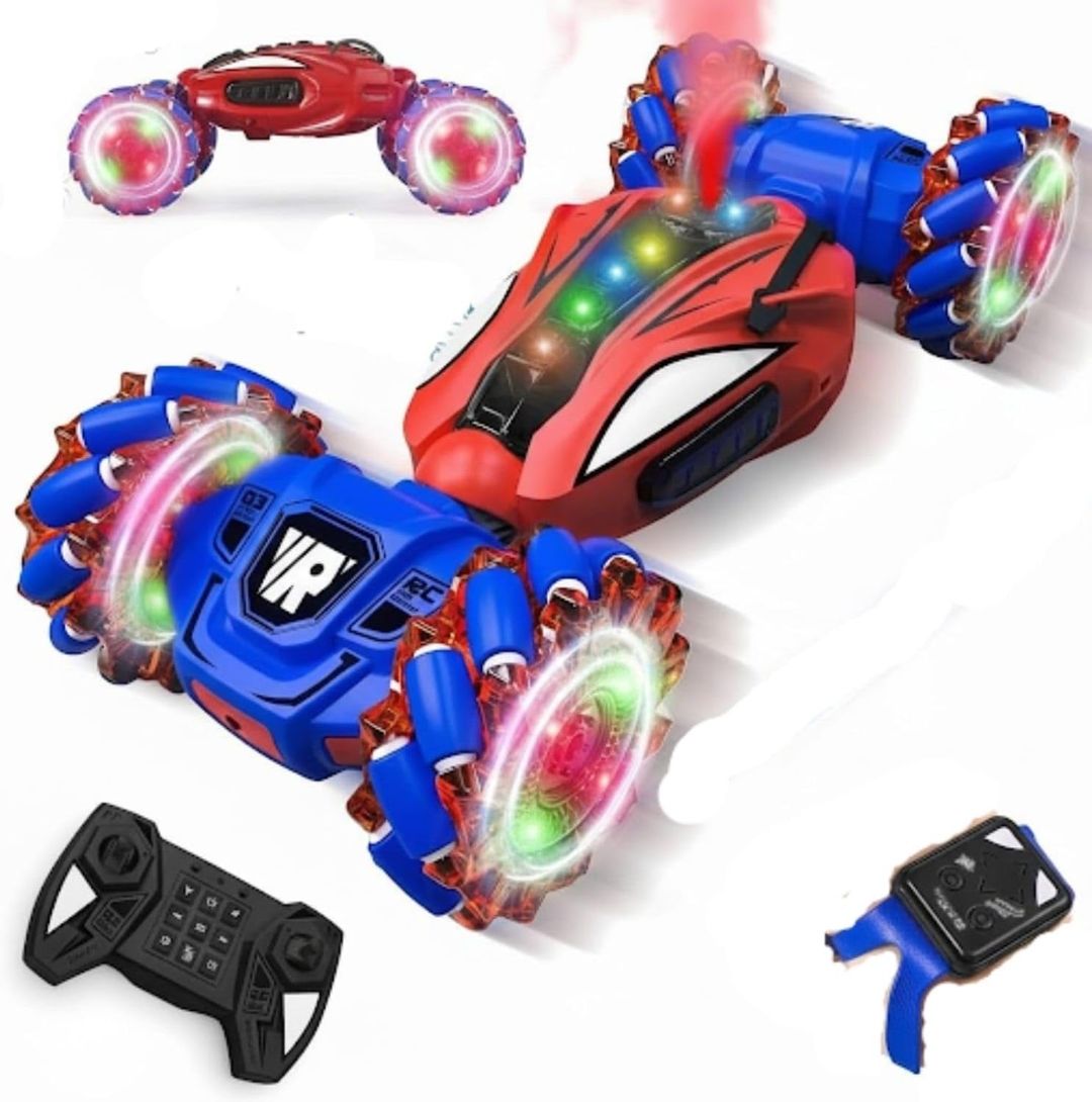 Spider Gesture Sensing Stunt Car for Kids | Hand Controlled Twist RC Car with Spray, Lights & Music 2.4GHz 4WD Off-Road Drift Car | 360° Rotating Double-Sided Remote Control Toy Gifts Ages 4-12