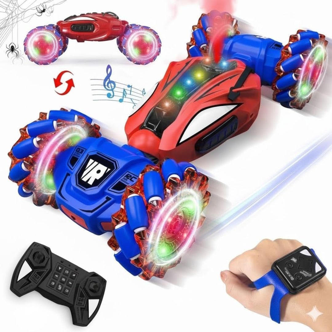 Spider Gesture Sensing Stunt Car for Kids | Hand Controlled Twist RC Car with Spray, Lights & Music 2.4GHz 4WD Off-Road Drift Car | 360° Rotating Double-Sided Remote Control Toy Gifts Ages 4-12 view 2