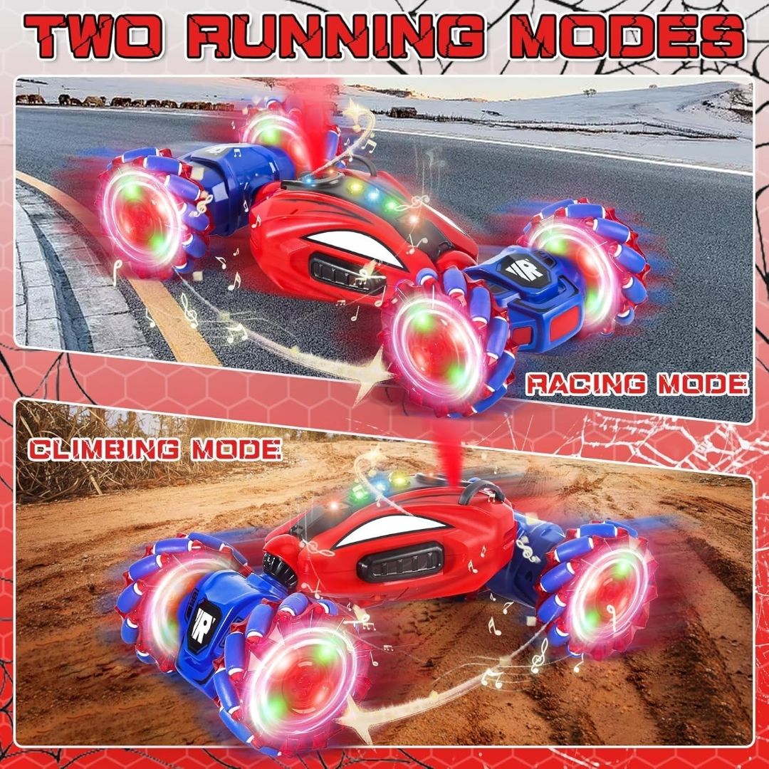 Spider Gesture Sensing Stunt Car for Kids | Hand Controlled Twist RC Car with Spray, Lights & Music 2.4GHz 4WD Off-Road Drift Car | 360° Rotating Double-Sided Remote Control Toy Gifts Ages 4-12 view 9