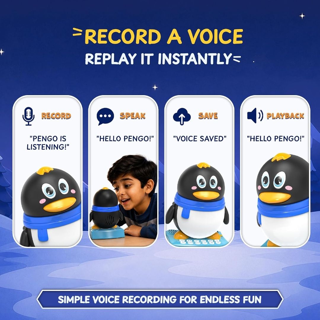 Pengo the Dancing Penguin & Musical Toy for Kids - Storytelling, Learning & Rhymes - Rechargeable Bluetooth Speaker, Record & Playback - Educational Gift for Boys & Girls 3+ Years (Blue) view 4