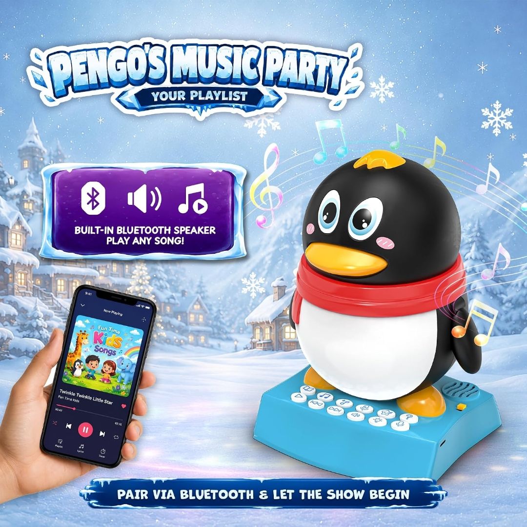 Pengo the Dancing Penguin & Musical Toy for Kids - Storytelling, Learning & Rhymes - Rechargeable Bluetooth Speaker, Record & Playback - Educational Gift for Boys & Girls 3+ Years (Red) view 9