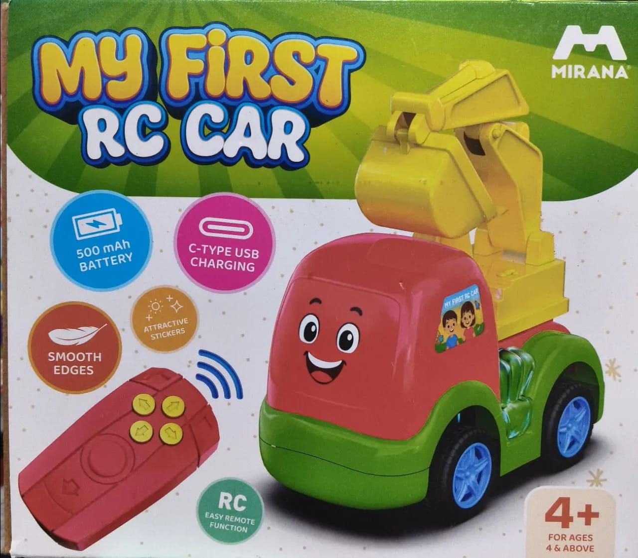 Mirana My First RC Car Toy for Kids - USB Type-C Rechargeable Bulldozer, Excavator, Crane Vehicle - Drop Shapes into Correct Spots Design - for Boys & Girls 1+ Years (Mixo) view 5