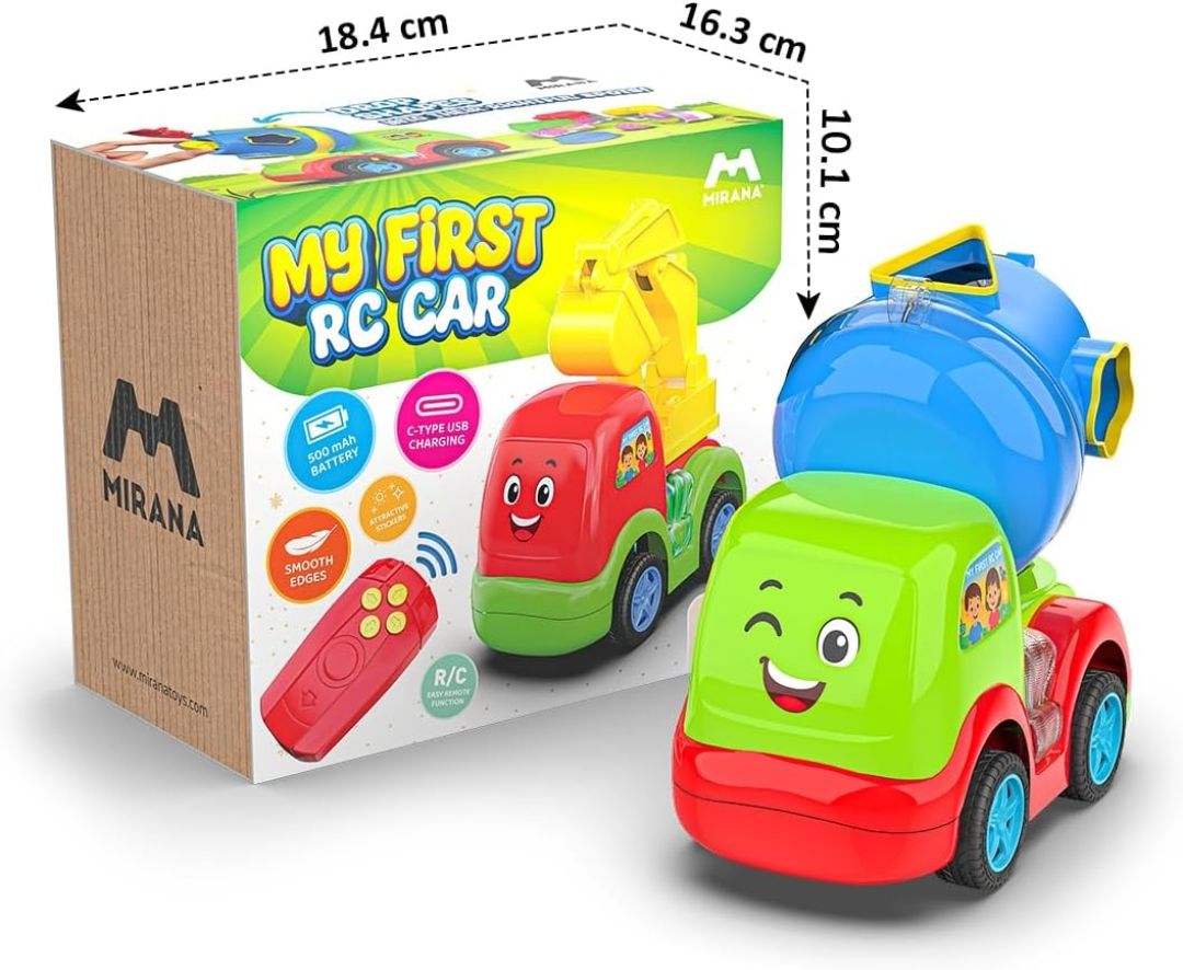 Mirana My First RC Car Toy for Kids - USB Type-C Rechargeable Bulldozer, Excavator, Crane Vehicle - Drop Shapes into Correct Spots Design - for Boys & Girls 1+ Years (Mixo) view 6