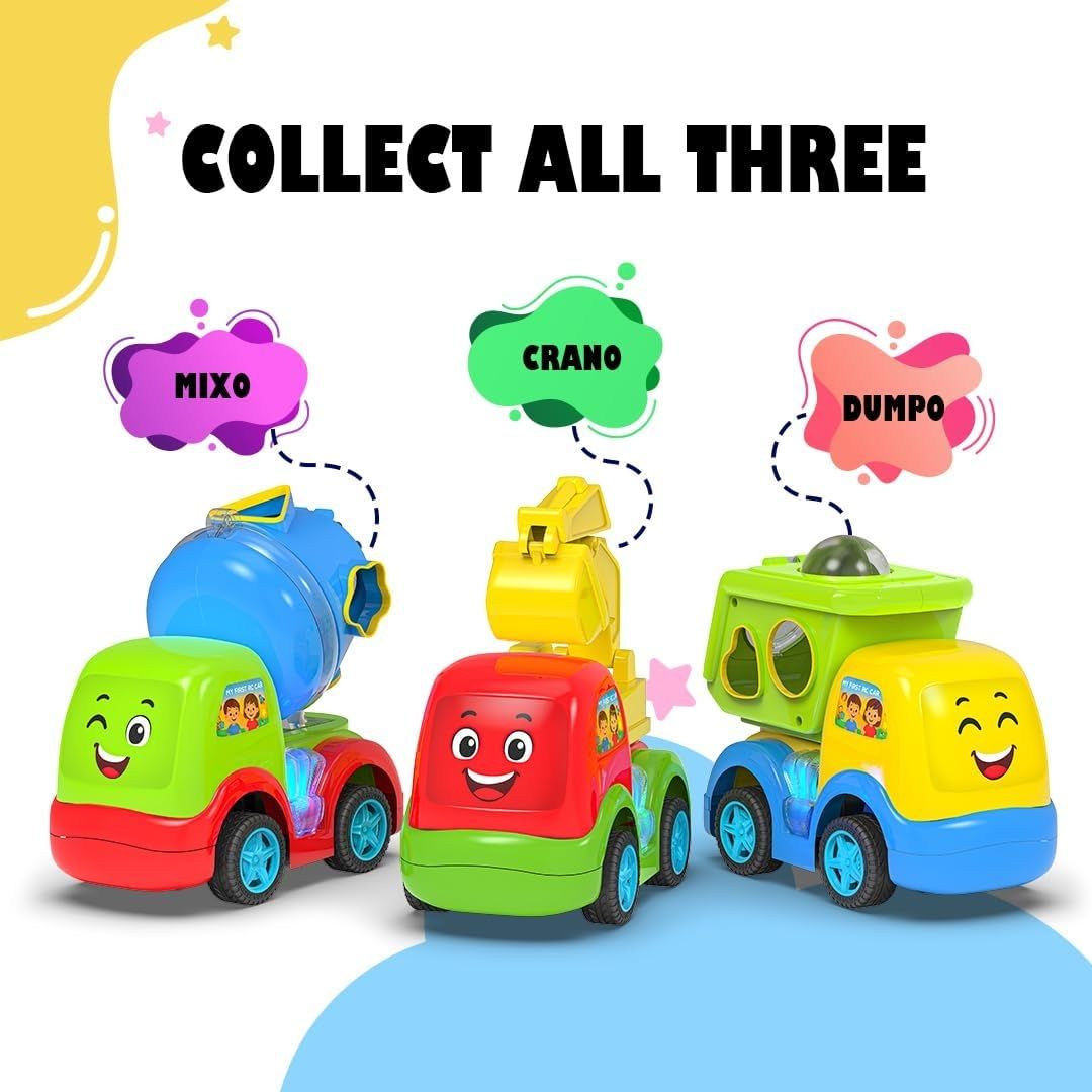 Mirana My First RC Car Toy For Kids - USB Type-C Rechargeable Bulldozer, Excavator, Crane Vehicle - Drop Shapes Into Correct Spots Design - Gift Or Boys & Girls 1+ Years (Crano), view 5