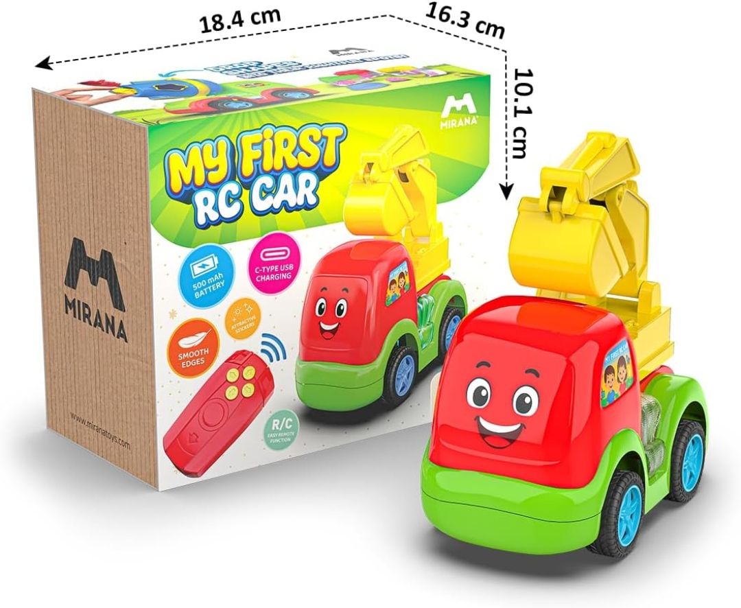 Mirana My First RC Car Toy For Kids - USB Type-C Rechargeable Bulldozer, Excavator, Crane Vehicle - Drop Shapes Into Correct Spots Design - Gift Or Boys & Girls 1+ Years (Crano), view 4
